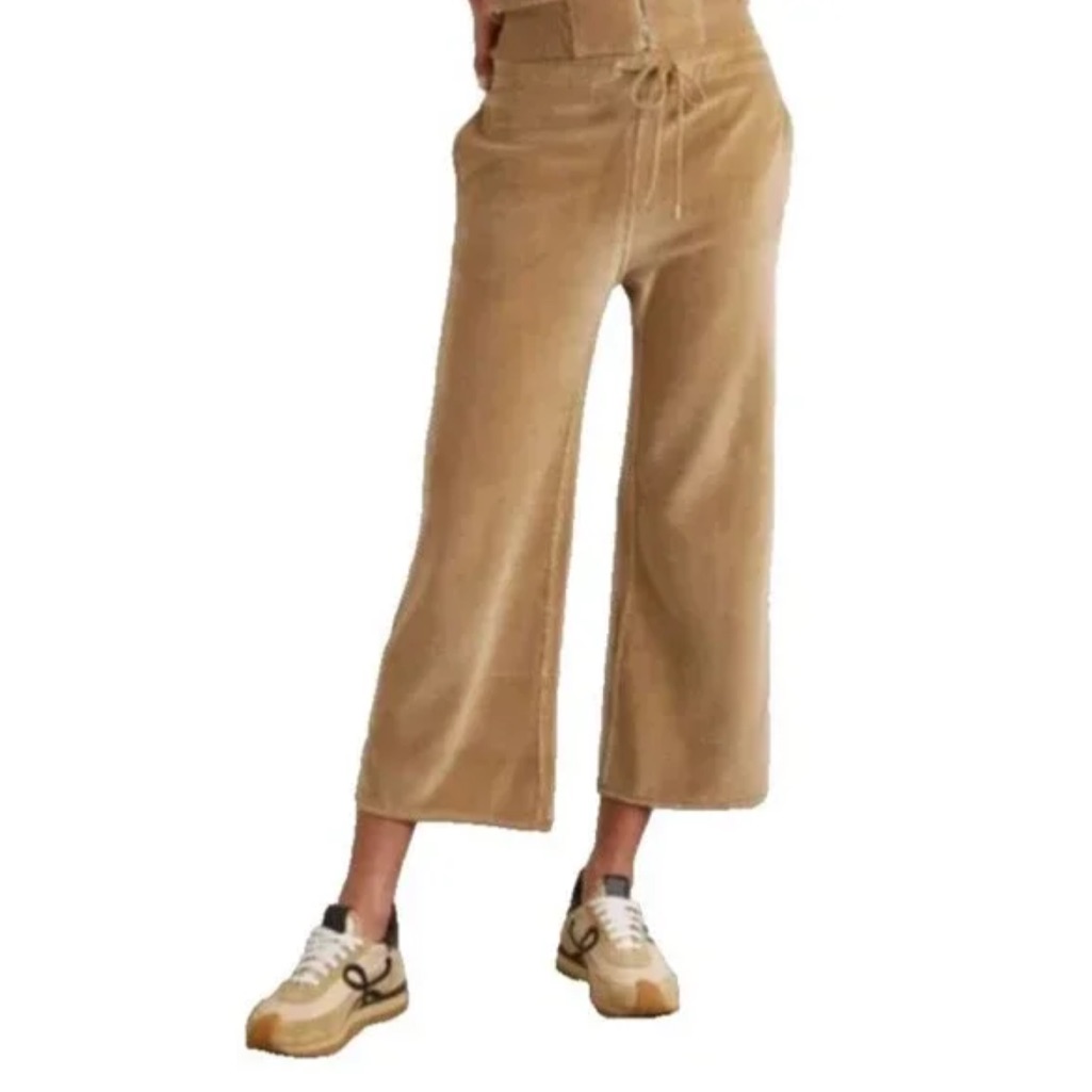 Nili Lotan Daphne Velour Wide Leg Crop Sweatpants